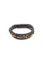 Black Genuine Leather Multi Men's Bracelet – Gray Beads & Gold Detail, Magnetic Clasp-157 - 2