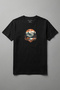 Cotton Camping and Mountain View Printed Black Basic Crew Neck Short Sleeve T-Shirt for Men - Women