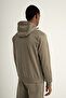 Supply Ms One Men's Full-Length Zippered Lightweight Wool Hooded Sweatshirt Khaki - 2