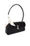 Women Black Quilted Velvet Baguette - 3