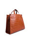 Women Croco Faux Leather Hand Bag in Brown - 4