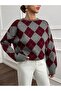 Women's Square Patterned Knitwear Sweater