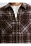 Brown Comfortable Fit Plaid Men's Lumberjack Shirt Jacket - 4