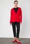 Women's Buttoned Jacket Collar Knitwear Red Cardigan 63926 - 3