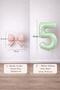 Pink Bow & Sage Green Number 5 Foil Balloon Set - 2