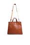 Women Croco Faux Leather Hand Bag in Brown