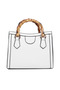 Women White Cane Handle Hand Bag