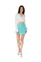 Women Turquoise Split Front Denim Mini Skirt