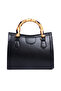 Women Black Cane Handle Hand Bag