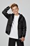 Hooded Embossed Lettering Boys' Denim Jacket