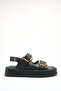 Galivana Black Women's Buckle Detailed Double-Strapped Elastic Stylish Comfortable Casual Orthopedic Sandals - 5