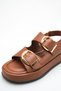 Galivana Brown Women's Buckle Detailed Double-Strapped Elastic Stylish Comfortable Casual Orthopedic Sandals - 2