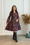 V-Neck Ruffled Flannel Dress