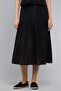 Women's Black Schiffli Midi Skirt with Elastic Waist