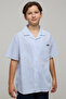 Boy's Blue Striped Shirt with Revere Collar and Short Sleeves
