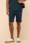 Men's Green Textured Shorts with Drawstring Waist - 2