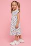Girl's Cream Printed Fit & Flare Dress with Crew Neck and Short Sleeves - 3