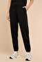 Women's Black Solid Joggers with Drawstring Waist