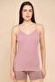 Women's Pink Lace Trim Ribbed Camisole