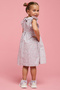 Girl's Pink Floral Print Flared Dress with Peter Pan Collar Neck and Flutter Sleeves - 5