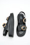 Galivana Black Women's Buckle Detailed Double-Strapped Elastic Stylish Comfortable Casual Orthopedic Sandals - 3