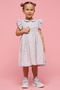 Girl's Pink Floral Print Flared Dress with Peter Pan Collar Neck and Flutter Sleeves