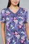 Women's Purple Floral Print Nightdress with V-Neck and Short Sleeves - 5