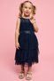Girl's Dark blue Sequined Sleeveless Fit & Flare Dress with Round Neck - 5