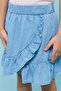 Girl's Blue Washed Denim Skirt with Elastic Waist - 3