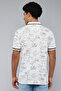 Men's White Printed Polo T-Shirt with Short Sleeves - 4
