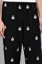 Women's Black Embroidered Wide Leg Pants with Drawstring Waist - 5