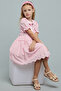 Girl's Pink Embroidered Dress with Peter Pan Collar and Puff Sleeves - 2