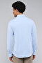 Men's Blue Solid Shirt with Classic Collar and Long Sleeves - 5