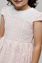 Girl's Pink Embroidered Dress with Peter Pan Collar and Cap Sleeves - 5