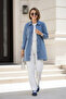 Women's Stone Detailed Buttoned Pocket Denim Blue Jacket - 4