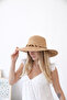 Women's Angl Brown - Beige Brown Bead Detailed Straw Hat
