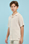 Boy's Orange Self Design Shirt with Revere Collar and Short Sleeves - 4