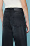 Girl's Black Faded Baggy Fit Jeans with Button Closure - 2