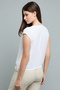 Women's Cream Embellished Top with V-Neck and Short Sleeves - 4