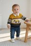 Baby Boy Retro Car Patterned Knitwear & Shirt Denim 3-Piece Set - 2