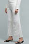 Women's Beige Schiffli Wide Leg Pants with Elastic Waist - 2