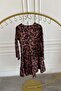 V-Neck Ruffled Flannel Dress - 4