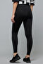 Women's Black Solid Leggings with Elastic Waist - 3