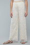 Girl's Cream Laced Wide Leg Pants with Elastic Waist - 2