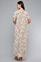 Women's Cream Printed Nightgown with Square Neck and Short Sleeves - 4