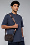 Men's Blue Textured T-Shirt with Crew Neck and Short Sleeves - 3