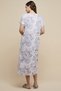 Women's Purple Floral Printed Nightdress with Crew Neck and Short Sleeves - 4