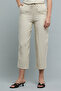 Women's Beige Textured Casual Trousers with Elastic Waist