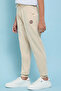 Boy's Beige Print Detail Joggers with Drawstring Waist - 2