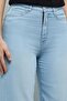 Women's Blue Washed Flared Jeans with Button Closure - 5